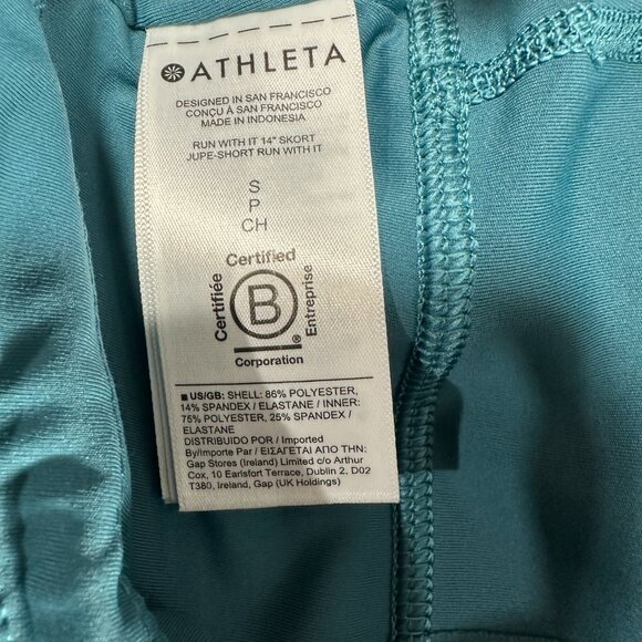 Athleta Run With It Skort Womens Small Teal Floral Back Waist Zip Pocket Lined - Picture 5 of 7